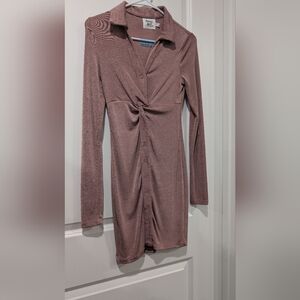 Princess Polly Dusty Rose Twist Front Long Sleeve Dress